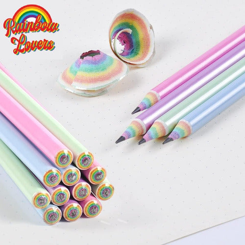 Rainbowlovers Recycled Rainbow Paper, Eco-Friendly, Set of 12 Colored Pencils HB for School and Office 4