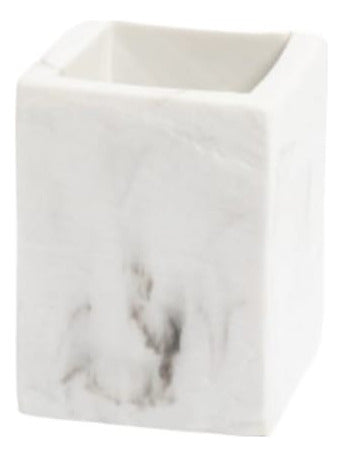 Marble-like Carrara White Resin Toothbrush Holder Cup 1