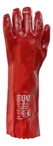 DPS Guante PVC Rojo Trabajo Industria Acido Quimicos 40 Cm 2