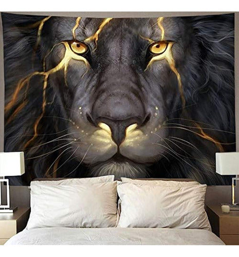 NiYoung Golden Cool Lion King Painting Wall Tapestry Hippi 0