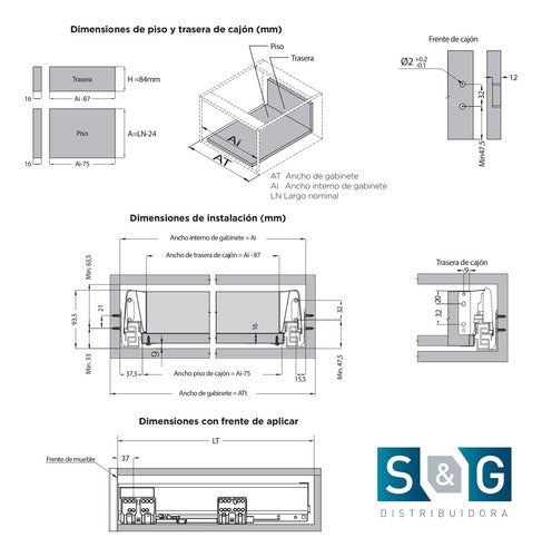 Eurohard Lateral De Cajón Con Corredera Oculta Push Open 50 Cm Mueble 3