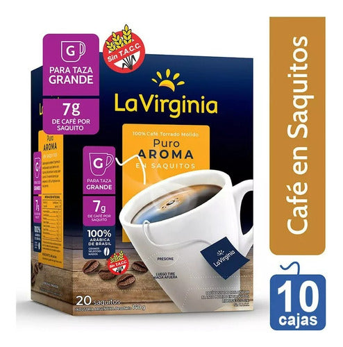 La Virginia Cafe En Saquitos Puro Aroma X20 Unid - Pack X10 0