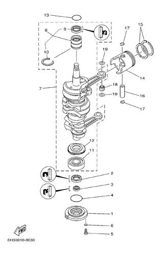 YAMAHA Genuine Parts Lower Crankshaft Bearing for Yamaha 60hp 2T 3 Cyl 1