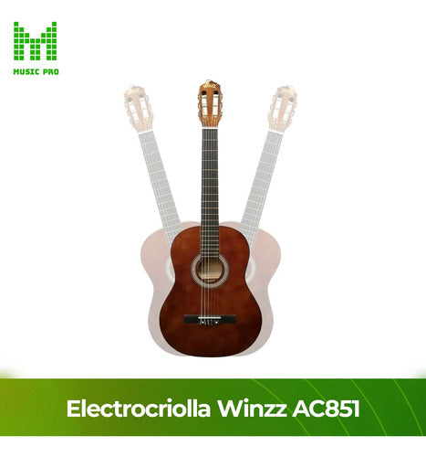 Electro-Criollo Guitar Brown with Case and Tuner by Winzz 5