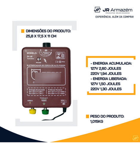 Eletrificador Cerca Eletrica Gado Aparelho Choque 50km Zk50 3