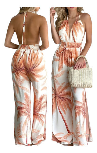 Melmar Long Palazzo Floral Print Jumpsuit with Open Back 2