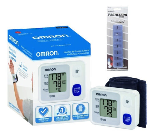 Omron Digital Wrist Blood Pressure Monitor HEM-6124 + Pill Organizer 0
