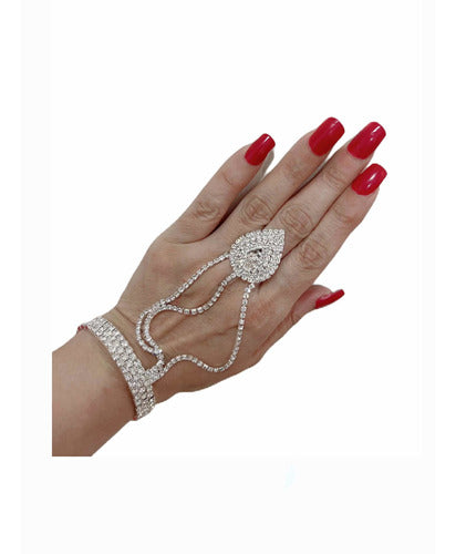 Arab Slave Bracelet Odalisque Belly Dance with Rhinestone Ring 0