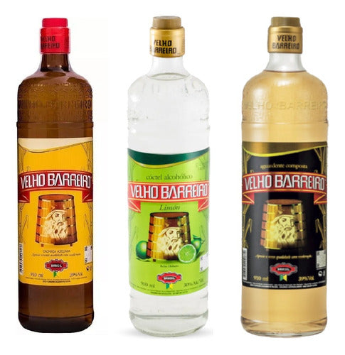 Cachaça Velho Barreiro Combo X3 Original Lime and Gold 910ml 0