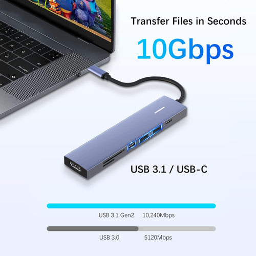 Shanfeng Adaptador Usb C Para Macbook, Hub Multipuerto Usb C 4