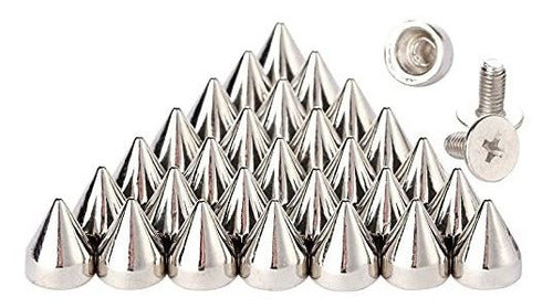 Weebee 9mm Metal Cone Spikes Bullet Screw Back Studs for DIY Leather Craft 100 Sets Silver 0