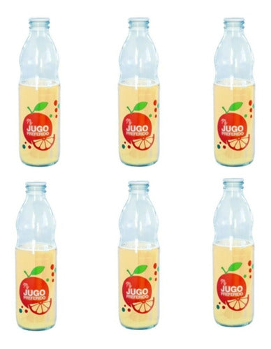 6 Glass Bottles 1 Liter Juice Jugs with Lid Siena 0