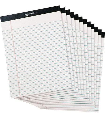 Amazon Basics Wide Ruled Note Pads - 12-Pack (50-Sheet Pads), White 0