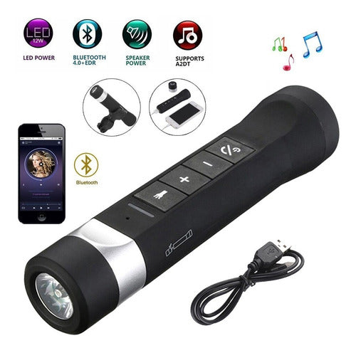 GAB Bluetooth Speaker LED Flashlight USB Power Bank Outdoor 3