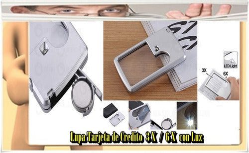 Credit Card Magnifying Glass 3x 6x with LED Light Battery Included 1