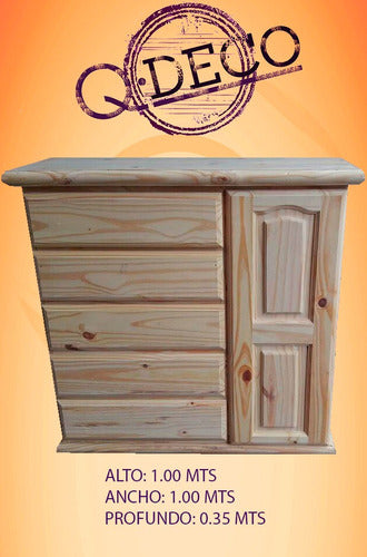 Qdeco Solid Pine Wardrobe Chiffonier 1