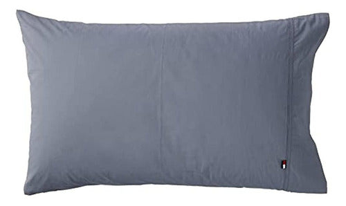 Tommy Hilfiger Signature Solid Sheet Set, Queen, Folkstone Grey 1