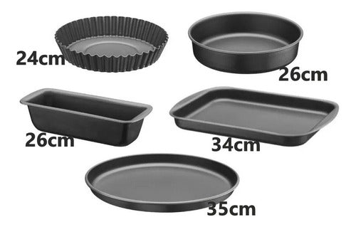 Tramontina 5-Piece Teflon Bakeware Set: Roasting Pans, Pizza Pan, and Tarteras 1