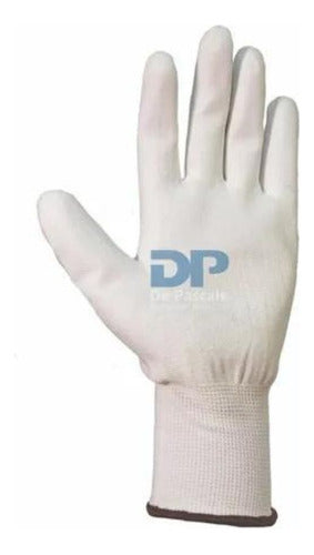 De Pascale White PU Coated Seamless Knitted Gloves Size 10 0