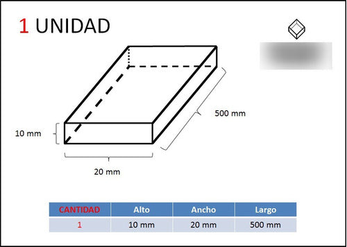 Barra Rectangular De Cobre 20x10mm X 500mm Metales Pampa 1