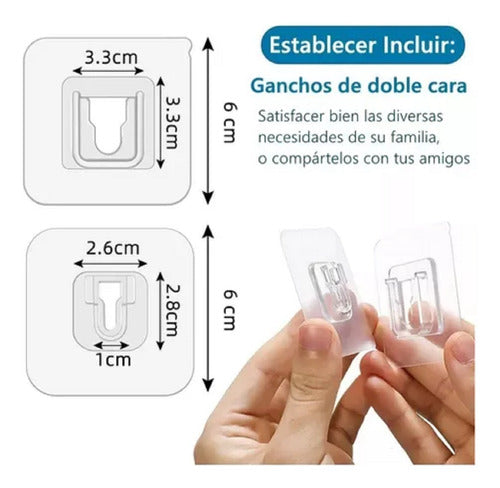 Pack X4 Autoadhesivo Adhesivo Gancho Resistente Doble Pared 5