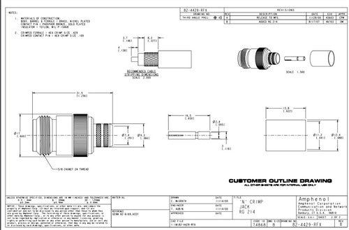 Amphenol 82 4429 Rfx Conector Hembra Lmr240 Rg8 Rg213 Crimp 1