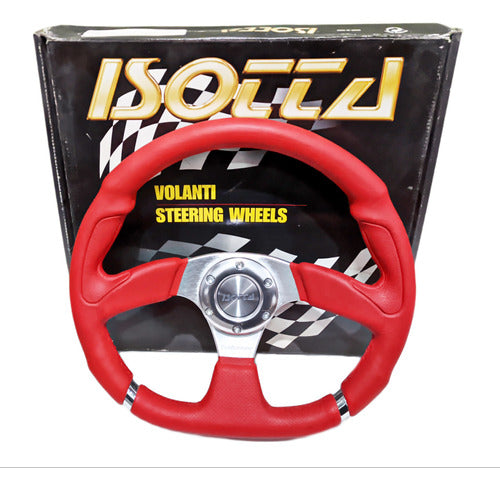 Isotta 350mm Italian Red Leather Steering Wheel 0