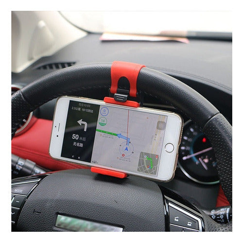 Generic Universal Cell Phone Holder for Car Steering Wheel - Up to 8.5 Cms 1