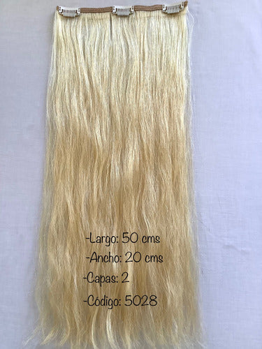Set of 2 Natural Hair Curtain Extensions 50cm x 20cm Microclip Attachment 1