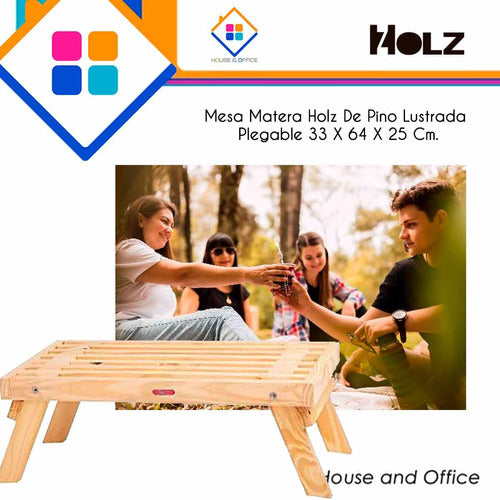 Foldable Pine Matera Table Holz Glossy 33 x 64 x 25 cm 1