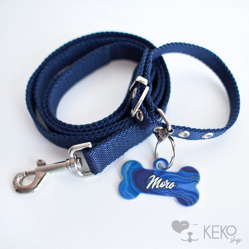 Combo Correa + Collar + Chapita Personalizada Perro Talle S 2