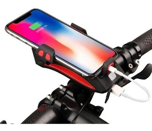 Generic Rechargeable 4-in-1 LED Bicycle Light with Horn, Charger & Smartphone Holder 1