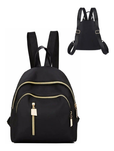 MAS Accesorios Mini Waterproof Backpack in Black with Gold 2