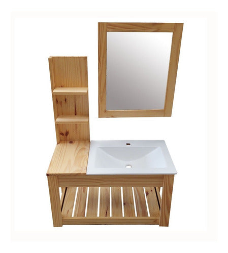 70cm Hanging Wood Vanity with Basin and Mirror - Free Shipping 65
