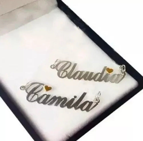 Personalized 925 Silver and 18kt Gold Name Pendant for Women 0