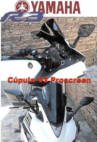 Curtain Pro Screen Parabrisas P/ Yamaha R3 34cm Alto Negro 1