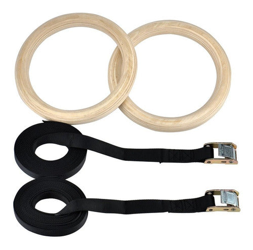 PRO Accesorios Adjustable Wooden Rings with Gymnastics Straps for Training 2