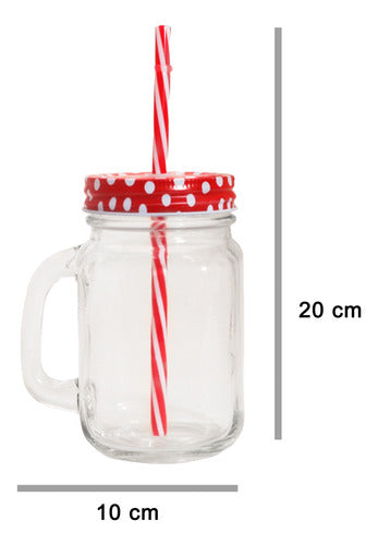 Home Basics Glass Jar Mug with Handle, Lid, and Straw, 550 mL 1