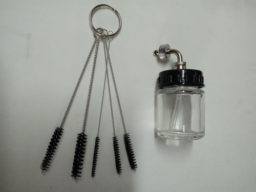 Glass Jar and Cleaning Brushes Kit for Olympo Airbrushes 1