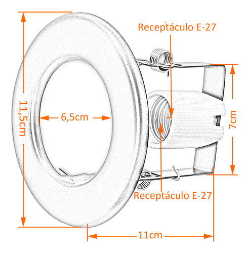 Kit 5 Spots Brancos De Embutir Para 1 Lâmpada Foco Fixo 1