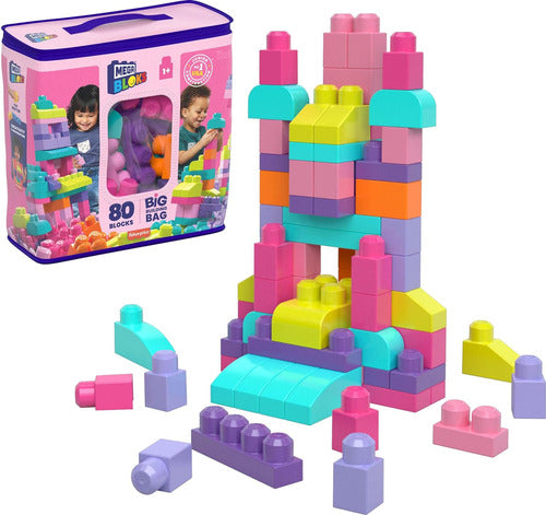 Mega Bloks Big Building Bag, Pink, 80 Pieces 0