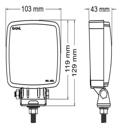 Baiml Reflector Cuadrado 9 Leds Bivoltaje (12v/24v) 120w 2