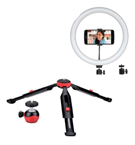 Braun Tabletop Tripod with 20cm Ring Light Kit for iPhone Samsung Premium 0