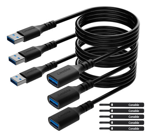 Conable USB 3.0 Extension Cable 4 Feet (3-Pack) 0