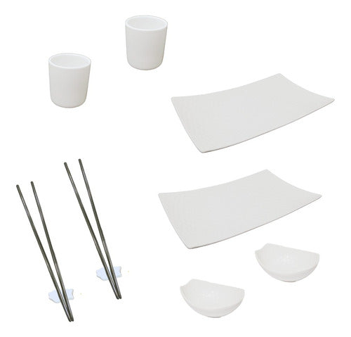 GALARIO PRODUCTOS Set Sushi Ceramica Plato Palillos Sake Salsero X10pz Bazar 0