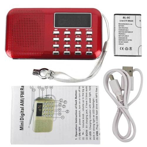 6 × Portátil Fm / Am Rojo Radio Altavoces Multimedia Color C 1