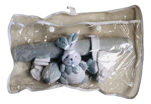 Kinderinos Plush Rabbit Crib Toy Rattle - Light Blue 5