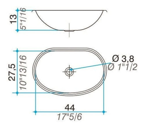 Johnson's Brilliant Stainless Steel Bathroom Sink 44 x 28 cm 1