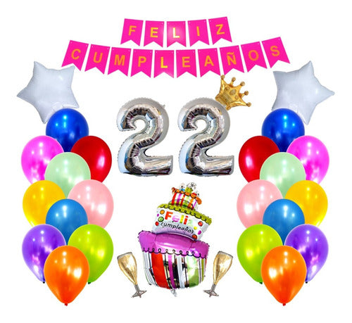 Birthday Party Decor Combo Kit Balloons Happy Birthday Cake 0