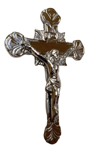 Cruz Labrada Con Cristo En Bronce Cromado 14cm 0